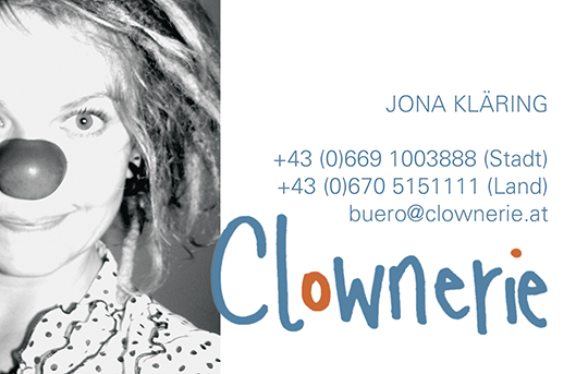 Clownerie: Jona Kläring Visitenkarte